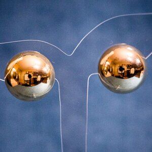 LARGE Vintage Gold Tone Half Sphere Clip On Earrings